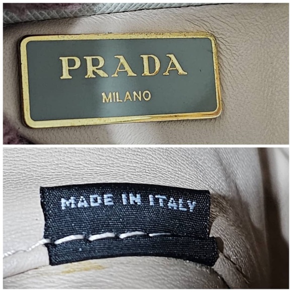 Pre owned Prada Pomenade Saffiano mediumTwo Tone Leather Dome Satchel Taupe - Picture 9 of 16